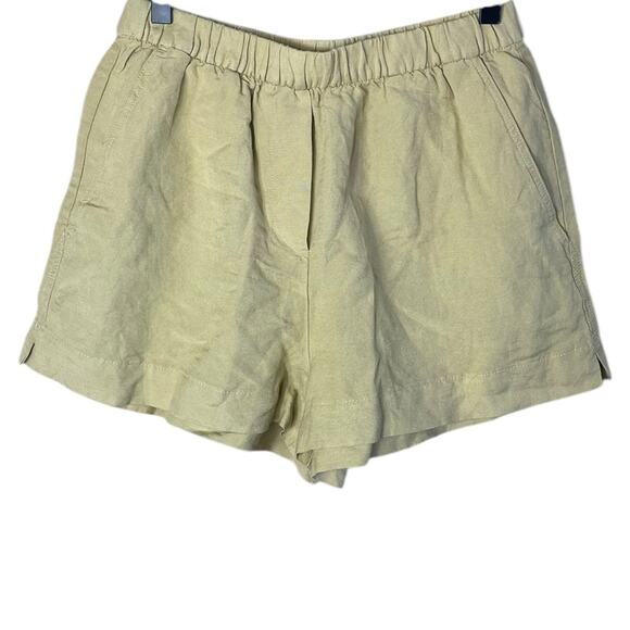 OYSHO Women’s Sz Small Linen Blend Shorts Pull On Light Yellow New NWT - Picture 1 of 5